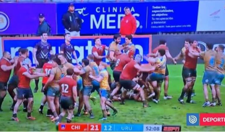 La escandalosa pelea en que terminó el partido de rugby Chile-Uruguay jugado en Talcahuano: Finalizó en una gresca masiva tras un tackle ilegal